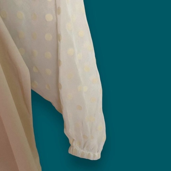 NWT Ann Taylor LOFT Blouse Cream round neck long sheer sleeves Sz Petite XXLP - Picture 6 of 6